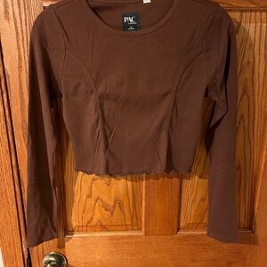 Women's Brown Long Sleeve Top